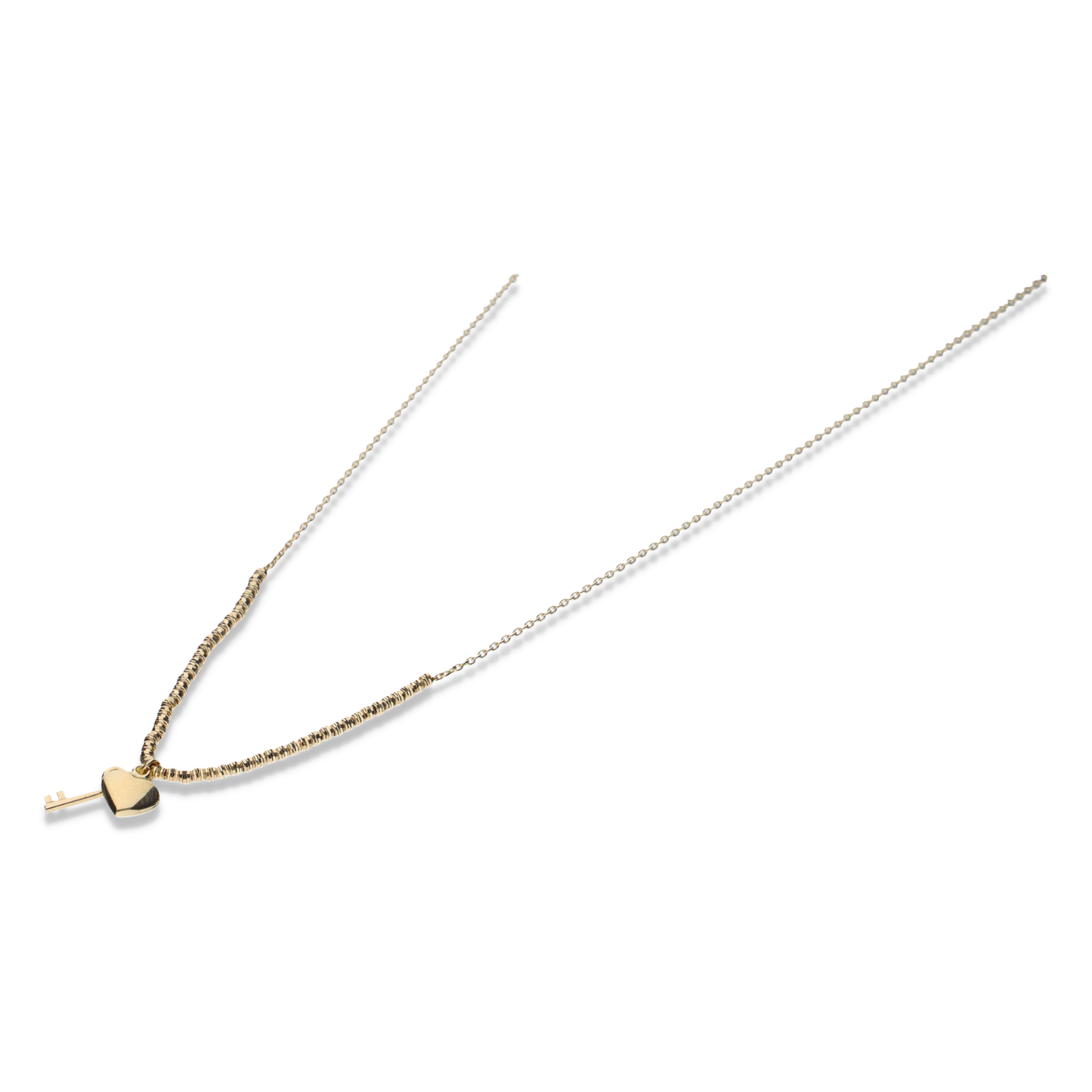 14K Gold Heart & Key Charm Necklace