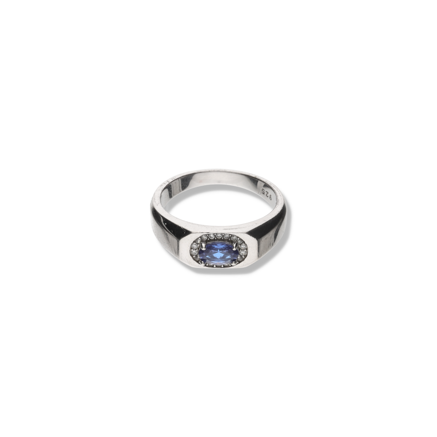 .925 Blue Sapphire Color Pinky Ring