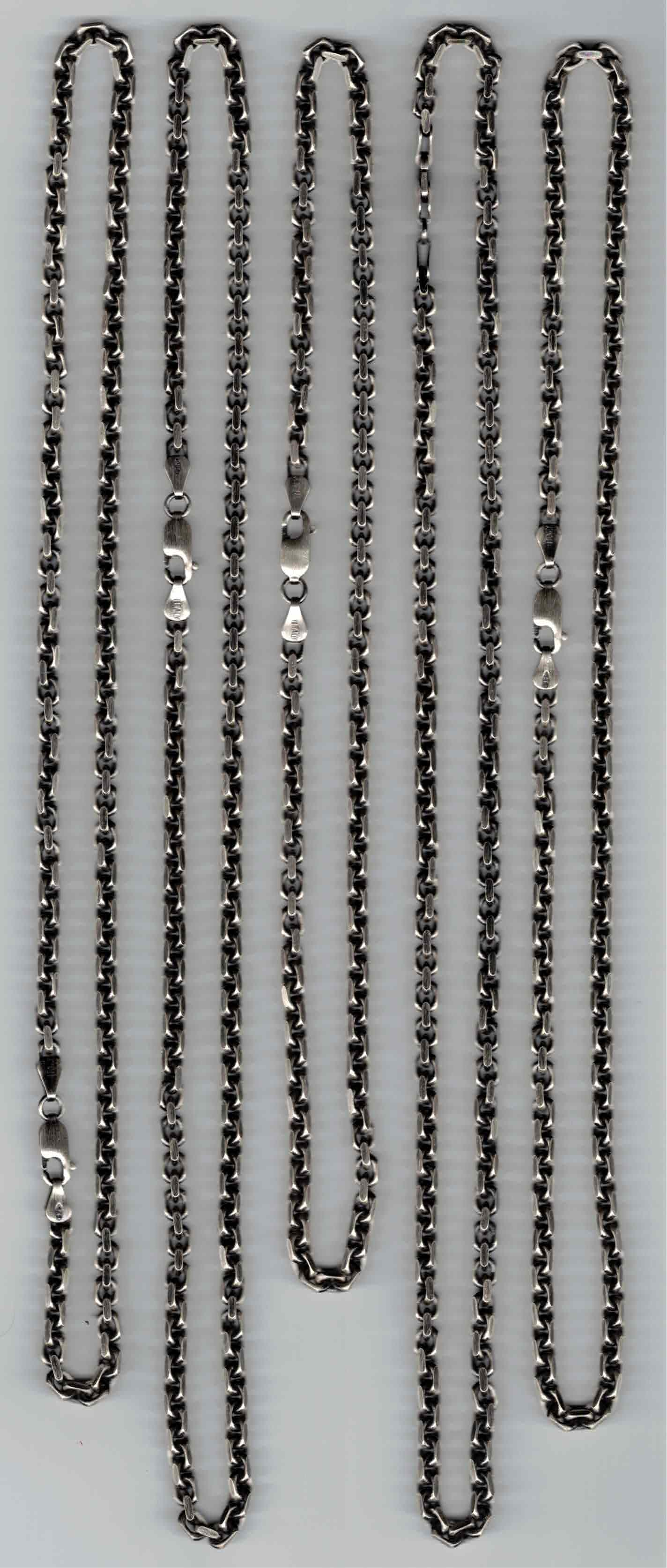 .925 Sterling Silver Oxidized Finished Rolo Hermes Chain