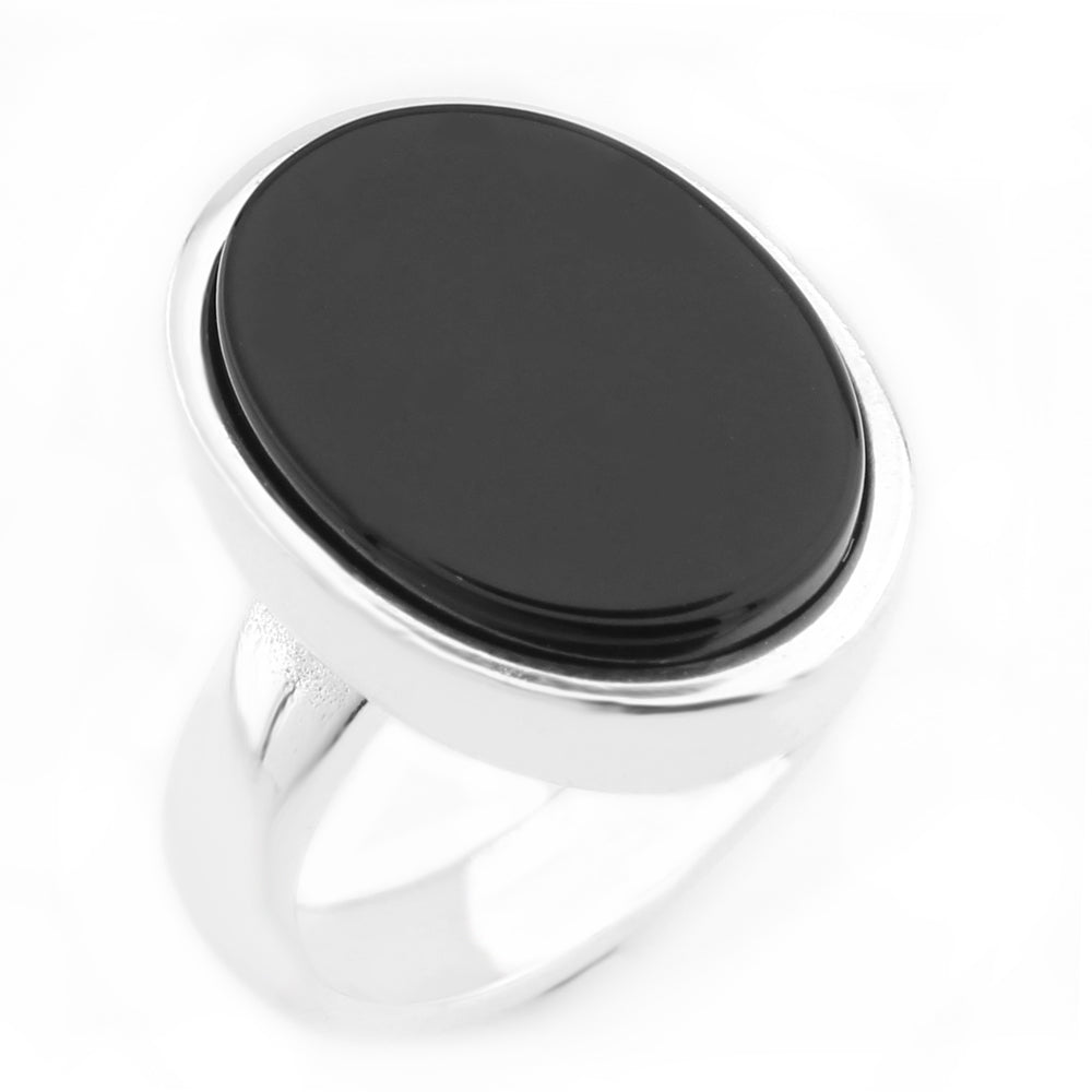 .925 Sterling Silver Oval Onyx